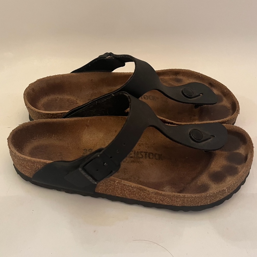 Black Thong Leather Birkenstocks